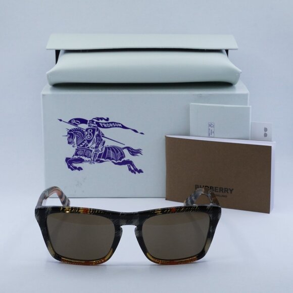 Burberry BE4434 414673 Square Sunglasses - Check Sand/Brown - Picture 3 of 9